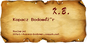 Kopacz Bodomér névjegykártya